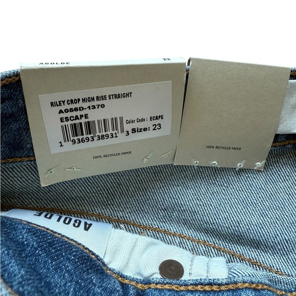 NWT! AGOLDE Women's Riley High Rise Straight Crop Jeans Blue Size 23 Casual - Picture 10 of 12